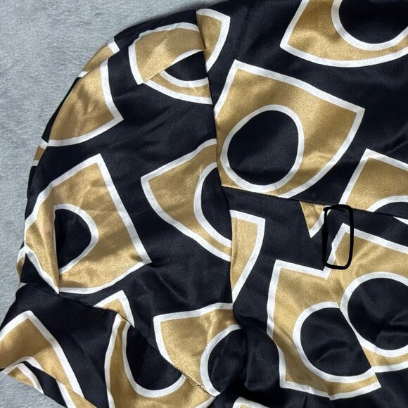 Diane Von Furstenberg Silk Black & Gold Wrap Blouse - Picture 5 of 10